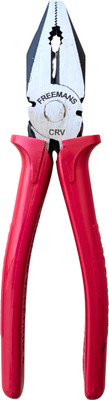 TOVILLA Freemans CRV Combination Plier (Red Handle) Snap Ring Plier, Pilas, Lineman Plier(Length : 8 inch)