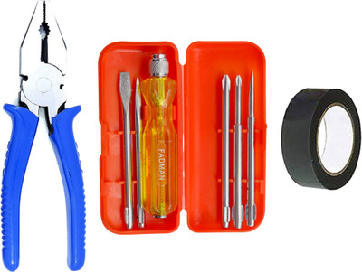 FADMAN Plier Combo Kit | Screwdriver Box-R | Tape | Lineman Plier(Length : 8 inch)