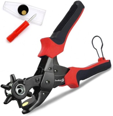 JunoBull JB-HI-0001 Heavy duty hand tool metal machine for hole in leather belts, craft -Black/Red Punch Plier(Length : 9.75 inch)