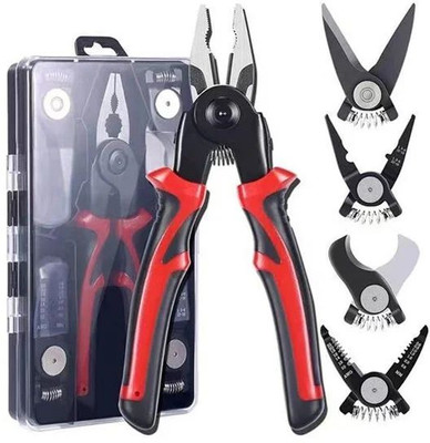 AMEEDARSHAN 5 in 1 Electrician Tool Pliers for Wire Stripping, Crimping, Cutting and More Lineman Plier(Length : 7.48 inch)