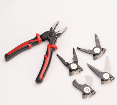 SaleChain Multifunctional 5 in 1 All Purpose Tool Kit, Dual-Color PVC Handle Pliers, Lineman Plier(Length : 8 inch)