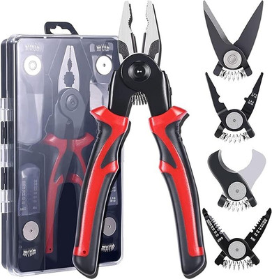 JANCOM 5-In-1 Multifunctional Wire Stripper Combination Interchangeable Pliers Kit Lineman Plier(Length : 10 inch)