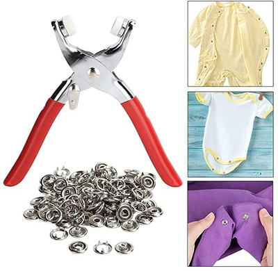 GK APPLIANCES 100 Pcs Silver Rivets Grommet Eyelet Setting Pliers Tool for Cloth Press Button Punch Plier(Length : 8 inch)