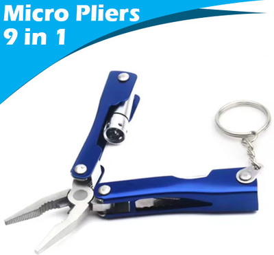 Wolzook 9in1 Multifunction Foldable Titanium Coated Micro Pliers with LED Flash Light a2 Needle Nose Plier(Length : 4 inch)