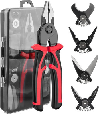 KIZJORYA 5 in 1 All Purpose Versatile Heavy Duty Tool Kit,Multifunctional Pliers Lineman Plier(Length : 8 inch)