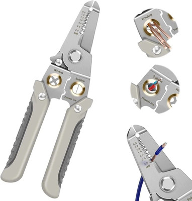 IKONEXX 6 in 1 Multifunctional Wire Stripper & Cutter for Electrician, Stainless Steel Slip Joint Plier(Length : 7 inch)