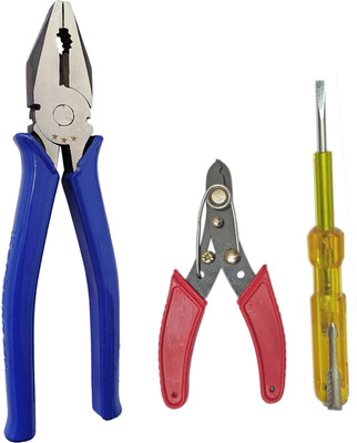 Inditrust Heavy duty Plier wire cutter and electric tester 3pc set Combination Snap Ring Plier(Length : 8 inch)
