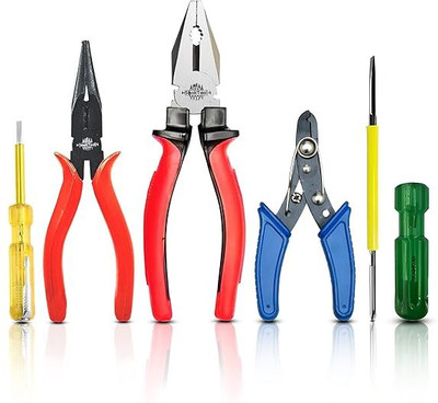 Pedwal Hand Tools Plier Combo Kit Plier Wire Striper Nose Plier Screwdriver Tester Lineman Plier(Length : 8 inch)