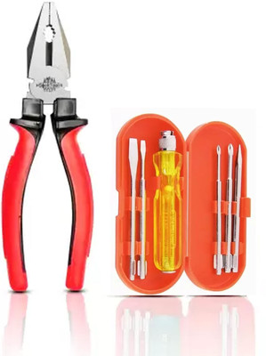 Kiesh PSS07 8 Inch Grip Combination Lineman Plier with 5 Pcs Screwdriver Set Lineman Plier(Length : 8 inch)
