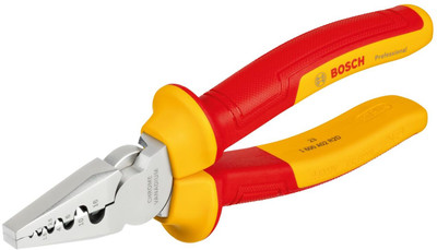 BOSCH 1600A02NE6 VDE Crimping Pliers 180mm Length, Crimping Range 0.25mm² to 16mm² Combination Snap Ring Plier(Length : 7 inch)