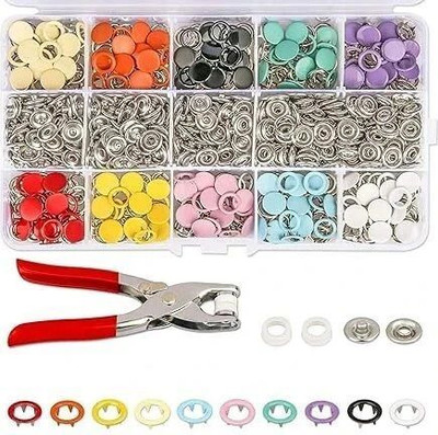 Qatalitic Grommet Tool Kit with Premium Snap Buttons, for Clothing, Sewing & Button Punch Plier(Length : 6 inch)