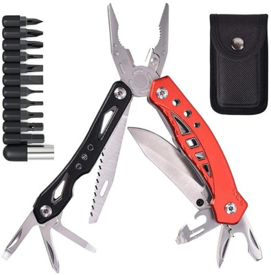 JANCOM 12-in-1 Multi-functions Wire Pliers Knife Folding Pocket Multitool for Survival Lineman Plier(Length : 7 inch)