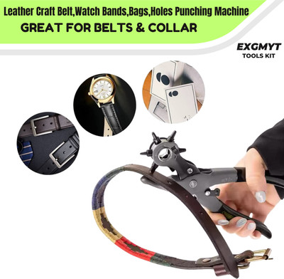 EXGMYT EXG6 Revolving Leather Belt Punching Machine Multicolour Punch Plier(Length : 8.5 inch)