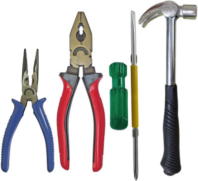 Inditrust Heavy duty Plier Claw Hammer 2in1 Screwdriver and Nose Plier set (Pack of 4) Hand Tool Kit(4 Tools)