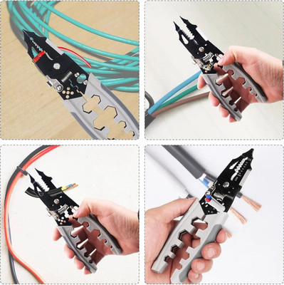 GELAI ENTERPRISE 8-Inch Wire Crimping Tool,Crimper with Splitting & Multi-Function Hand Tool Needle Nose Plier(Length : 7.6 inch)