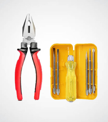 Kiesh PSS01 8 Inch Grip Combination Lineman Plier with 5 Pcs Screwdriver Set Lineman Plier(Length : 8 inch)
