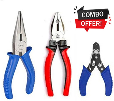 Red Champion Combination & Nose Plier Combo Cutting player With Red Plas And Wire Cutter Needle Nose Plier(Length : 8.5 inch)