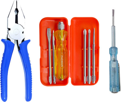 FADMAN Plier Combo Kit | Screwdriver Box-R | Tester | Lineman Plier(Length : 8 inch)