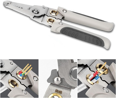 VP SALES 6 in 1 Multifunctional Wire Stripper & Cutter for Electrician, Stainless Steel Slip Joint Plier(Length : 6.7 inch)