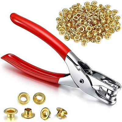 Remang Grommet Rivets Eyelet Setting Plier Tool for Shoes Leather Belt Bags 100 Buttons Punch Plier(Length : 5.5 inch)