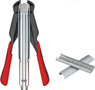 Awraaq Hog Ring Plier With 100pcs C Type Nail Automatic Mesh Pet cage Installation Tool Combination Snap Ring Plier(Length : 7.3 inch)