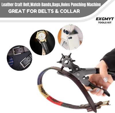 EXGMYT EXG3 Revolving Leather Belt Punching Machine Multicolour Punch Plier(Length : 8.5 inch)