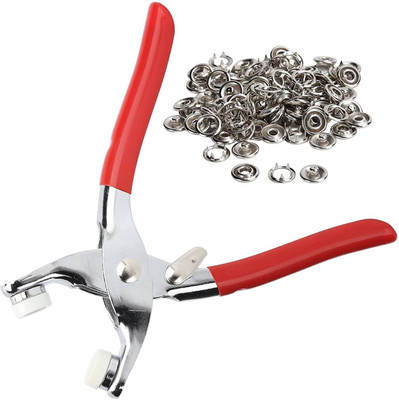 PRM 100 Pcs Silver Rivets Grommet Eyelet Setting Pliers Tool for Cloth Press Button Punch Plier(Length : 8 inch)