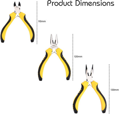 Deli DL103201 3 Pcs Mini Pliers Set Including Combination Diagonal & Lose Nose Pliers Lineman Plier(Length : 5 inch)