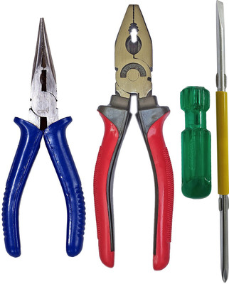 Inditrust Heavy duty Plier RED 2in1 Screwdriver and Nose Plier (Pack of 3) Hand Tool Kit(2 Tools)