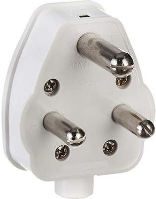 Filfora 16A 3 Pin Plug (White 6 cm x 4 cm x 2 cm) Set of 3 16 A Three Pin Socket