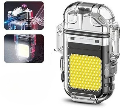 CHINCHA 2in1 Dual Arc Windproof Flameless Cigarette Lighter with Torch USB Rechargeable Pocket Lighter(multicolor)