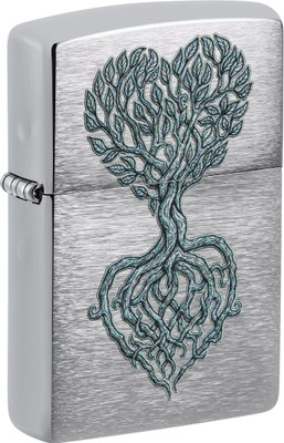ZIPPO Rooted in Love Design Brushed Chrome Windproof Lighter Pocket Lighter(Silver)