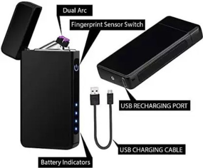 GUGGU UVJ_462T_Arc Cigarette Lighter Battery Indication Touch Screen Sensor Lighter Pocket Lighter(Black)