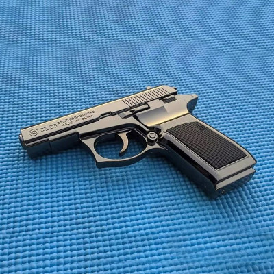AirMount ™Z83 BZZ Silver Gun Lighter with Barrel Pull Back System Jet Flame Steel Gas Fully Metal Gun Shaped Jet Flame Windproof Cigarette Lighter Pocket Lighter(Silver)