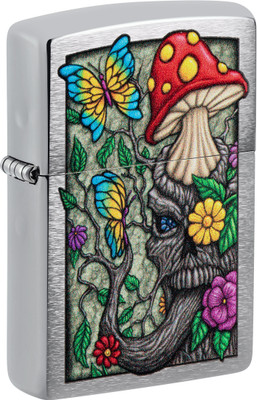 ZIPPO Freaky Nature Design Brushed Chrome Windproof Lighter Pocket Lighter(Silver)