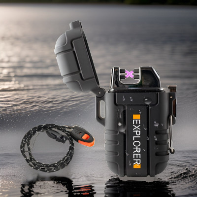 FRONY I87_Explorer lighter Pocket-Sized Flameless Waterproof Military Lighter Pocket Lighter(Black)