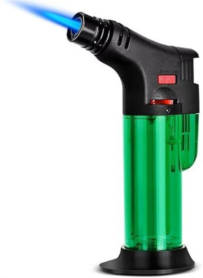 praliptha Adjustable Flame Refillable Butane Gas Torch Lighter – Kitchen & Outdoor Use Pocket Lighter(Black & Green)