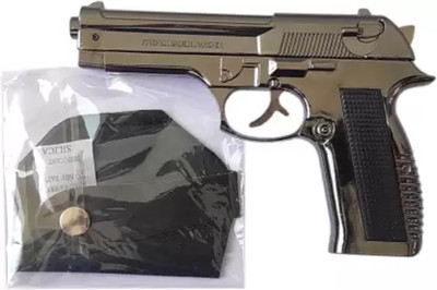 BIKRIFY Metal 608 Gun Lighter with Barrel Pull Back System Jet Flame Outdoor And Indoor Pocket Lighter(Silver)