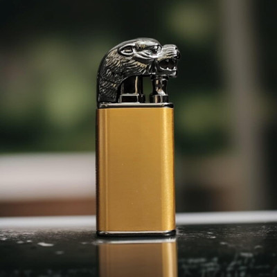 JGG Jain Gift Gallery Stylish Pocket Lighter | Windproof Jet Flame | Flip-Top Opening | Elegant and Functional Metal Design Pocket Lighter(Golden)