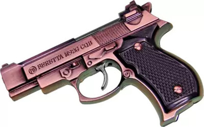FITUP Authentic Looking Beretta M92G Jet Torch Pistol Gun Lighter Trigger Activate Pocket Lighter(Silver, Brown)