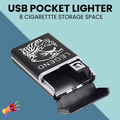 Clairbell Legend USB Rechargeable (Cigarette Lighter)Electronic Usb Windproof LighterK76 Legend USB Rechargeable (Cigarette Lighter)Electronic Usb Windproof LighterK76 Pocket Lighter(Black)