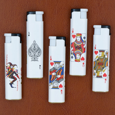 ASRAW Pack of 5 white Card of Deck Wind Proof Jet Flame Pocket Lighters Pocket Lighter(White)