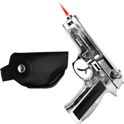 MEZIRE ™Gun Lighter 608 Silver Heavy Weight Real Look Reloaded Jet Flame Pull Back Pocket Lighter(Silver)