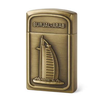 Crokroz Premium Burj Al Arab Jet Torch Lighter – Elegant Gold Finish Stylish Windproof Jet Flame Lighter – Dubai Inspired Embossed Pocket Lighter(Gold)