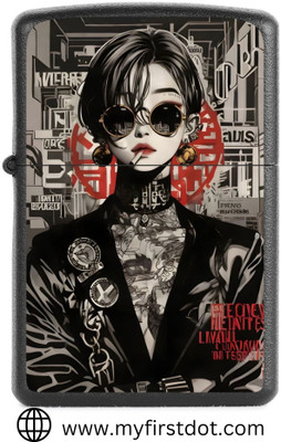 First Dot FD Badass Girl Black Lighter For Cigarette | Runs On Liquid Fuel | Unique Girl Printed Pocket Lighter(Black)