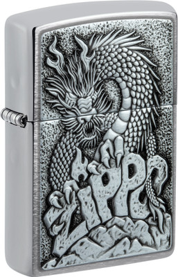 ZIPPO Design Brushed Chrome Windproof Lighter Pocket Lighter(Silver)