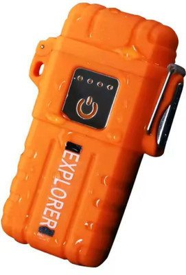 MZ Waterproof and Windproof Flameless Double ARC Rechargeable Lighte Pocket Lighter(ORANGE)