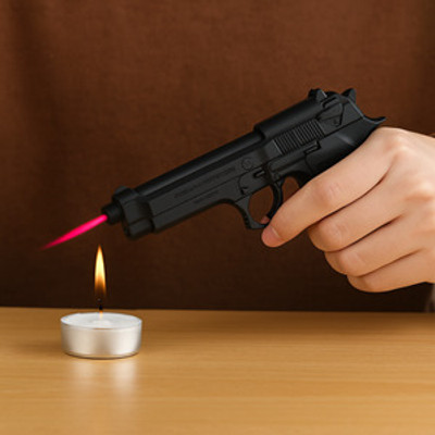 Vespa GUN LIGHTER (608) Pocket Lighter with Pistol Design – Heavy Metal Build Pocket Lighter(BLACK)