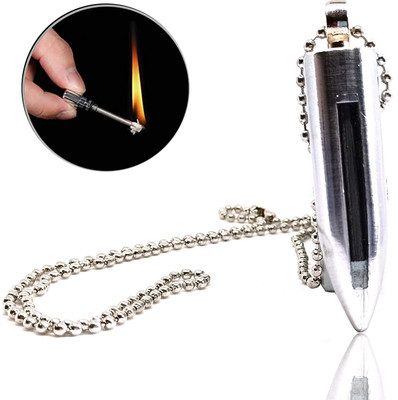 Point Zero Premium Look Cigarette Lighter Flint Bullet Silver Key Chain Metal Pocket Lighter(Silver)