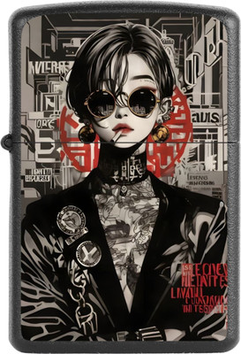 Point Zero Badass Girl Lighter For Cigarette | Runs On Liquid Fuel | Classic Anime-Inspired Design Lighter For Cigarette | Runs On Liquid Fuel | Classic Pocket Lighter(Black)